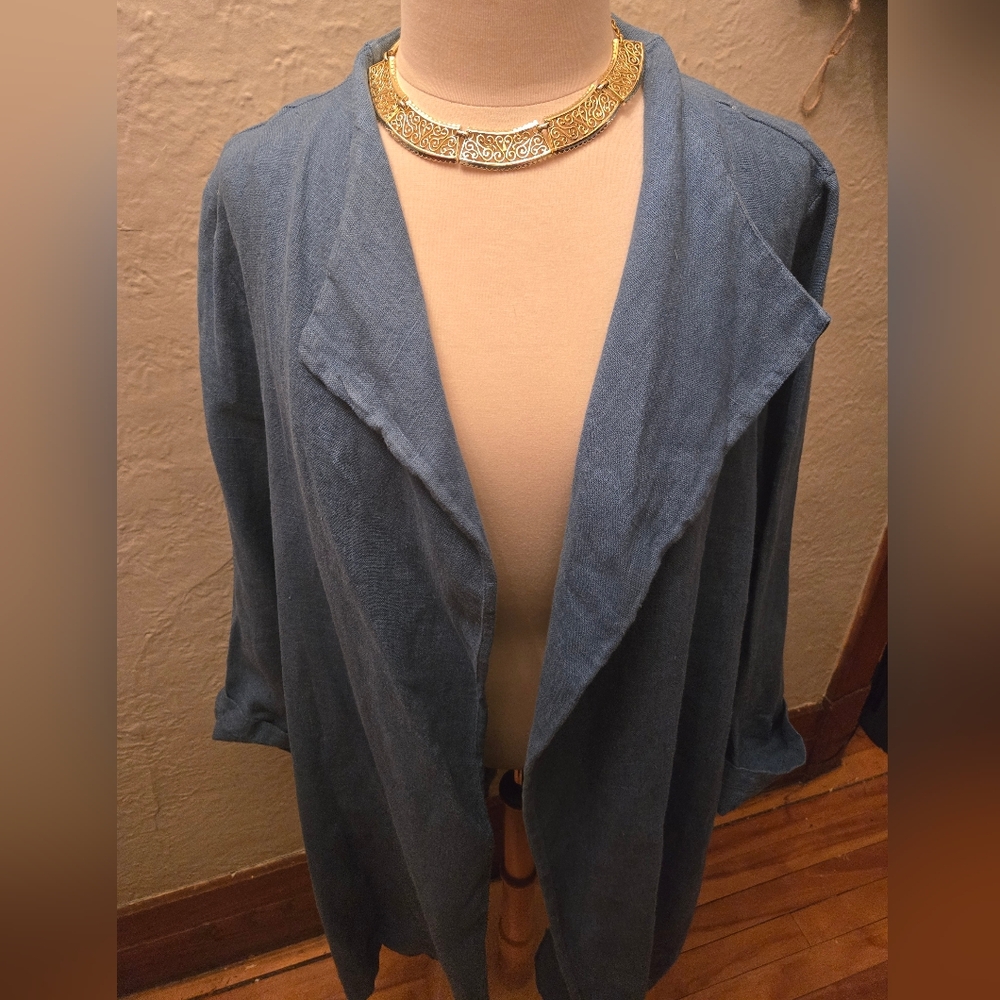 Vintage 100% Linen Duster Cardigan – Minimalist / Coastal Chic